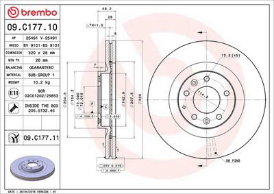 Тормозной диск BREMBO 09.C177.11
