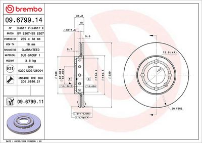 Bremžu diski BREMBO 09.6799.14