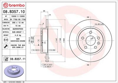 Bremžu diski BREMBO 08.B357.10