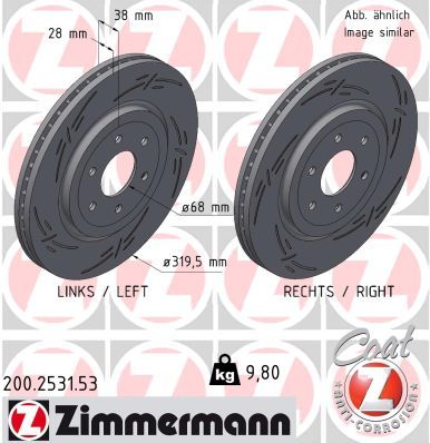 Тормозной диск ZIMMERMANN 200.2531.53