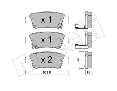 Bremžu uzliku kompl., Disku bremzes METELLI 22-0790-0