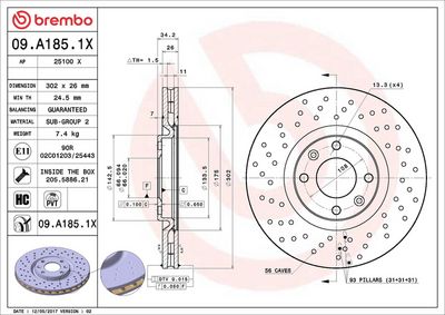 Тормозной диск BREMBO 09.A185.1X