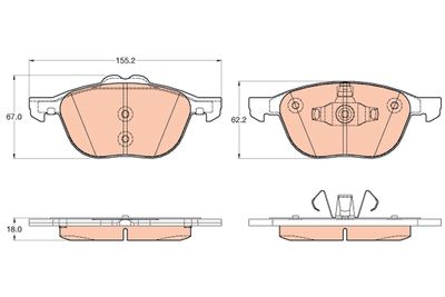 Bremžu uzliku kompl., Disku bremzes TRW GDB2043