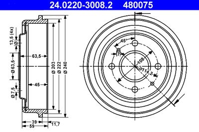 Тормозной барабан ATE 24.0220-3008.2