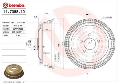 Bremžu trumulis BREMBO 14.7088.10