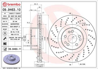 Тормозной диск BREMBO 09.9463.10