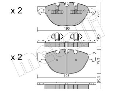 Bremžu uzliku kompl., Disku bremzes METELLI 22-0823-0