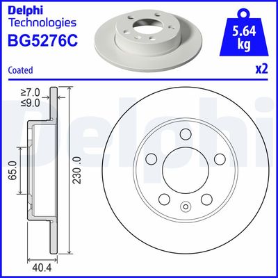 Тормозной диск DELPHI BG5276C