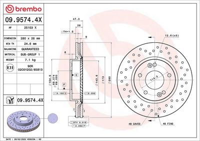 Тормозной диск BREMBO 09.9574.4X
