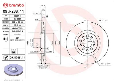 Тормозной диск BREMBO 09.N268.11