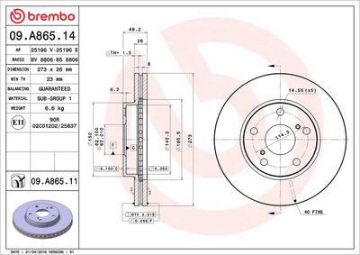 Bremžu diski BREMBO 09.A865.11