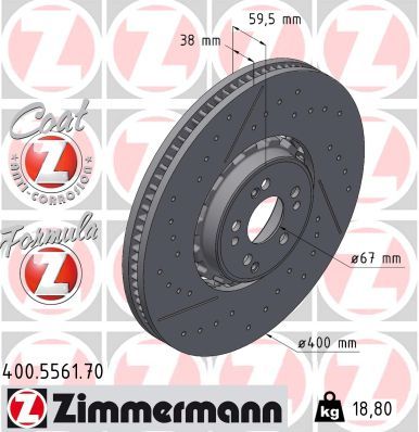 Bremžu diski ZIMMERMANN 400.5561.70