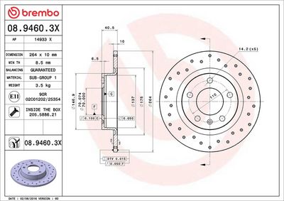 Тормозной диск BREMBO 08.9460.3X