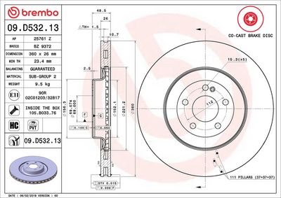 Тормозной диск BREMBO 09.D532.13