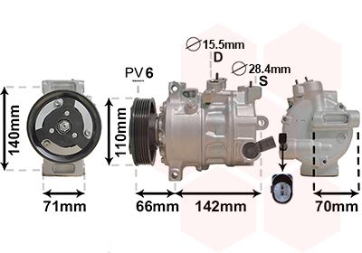 Компрессор, кондиционер VAN WEZEL 0301K703