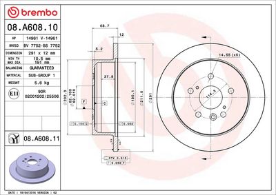 Тормозной диск BREMBO 08.A608.11