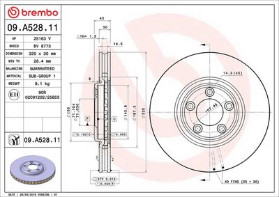 Тормозной диск BREMBO 09.A528.11