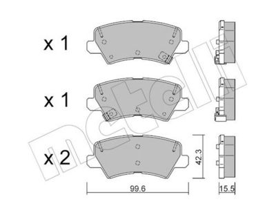 Bremžu uzliku kompl., Disku bremzes METELLI 22-1166-0