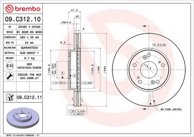 Bremžu diski BREMBO 09.C312.11