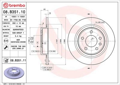 Тормозной диск BREMBO 08.B351.11