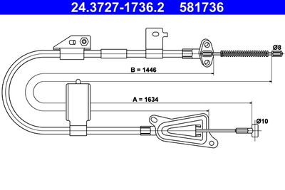 Тросик, cтояночный тормоз ATE 24.3727-1736.2