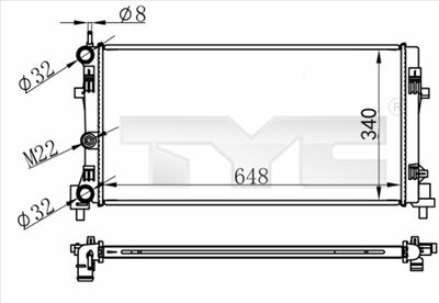 Радиатор, охлаждение двигателя TYC 737-0074