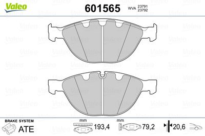 Bremžu uzliku kompl., Disku bremzes VALEO 601565