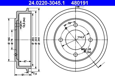 Тормозной барабан ATE 24.0220-3045.1