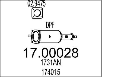 Nosēdumu-/Daļiņu filtrs, Izplūdes gāzu sistēma MTS 17.00028