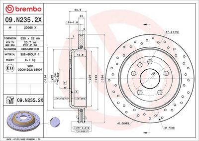 Тормозной диск BREMBO 09.N235.2X
