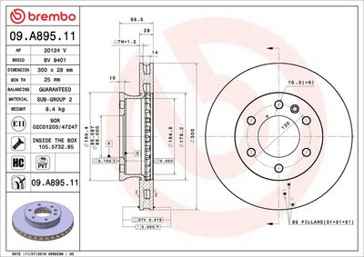 Тормозной диск BREMBO 09.A895.11