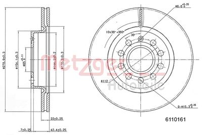 Тормозной диск METZGER 6110161