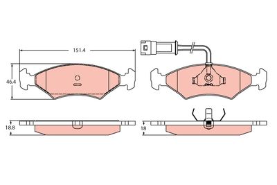 Комплект тормозных колодок, дисковый тормоз TRW GDB2438