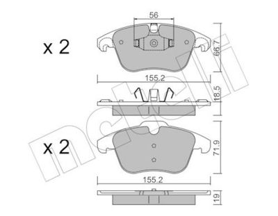 Bremžu uzliku kompl., Disku bremzes METELLI 22-0675-3