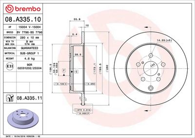 Тормозной диск BREMBO 08.A335.11