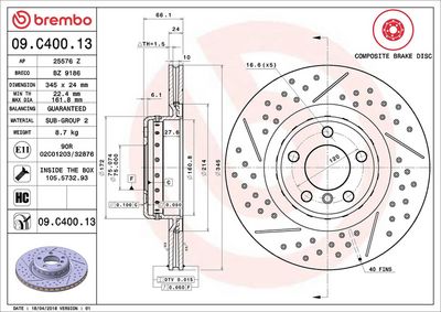 Bremžu diski BREMBO 09.C400.13