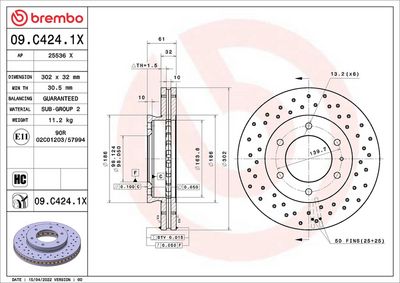 Bremžu diski BREMBO 09.C424.1X