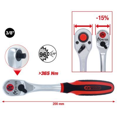 Uzgriežņu atslēga ar pārslēdzamu sprūdmehānismu KS TOOLS 935.3890