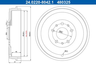 Тормозной барабан ATE 24.0222-8042.1
