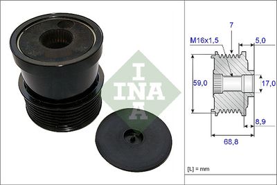 Ģeneratora brīvgaitas mehānisms Schaeffler INA 535 0070 30