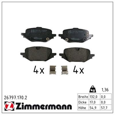 Bremžu uzliku kompl., Disku bremzes ZIMMERMANN 26797.170.2