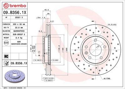 Тормозной диск BREMBO 09.B356.1X