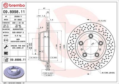 Bremžu diski BREMBO 09.8998.11