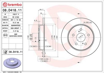 Тормозной диск BREMBO 08.D418.11