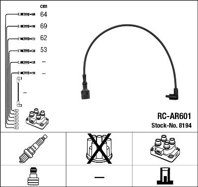 Augstsprieguma vadu komplekts NGK 8194