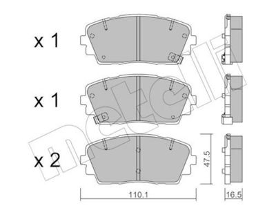 Комплект тормозных колодок, дисковый тормоз METELLI 22-0941-0