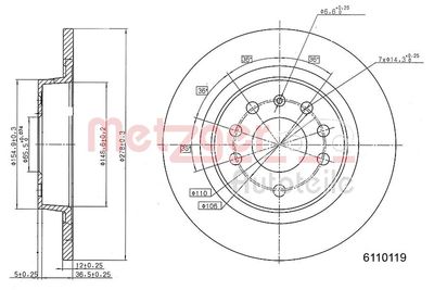 Тормозной диск METZGER 6110119