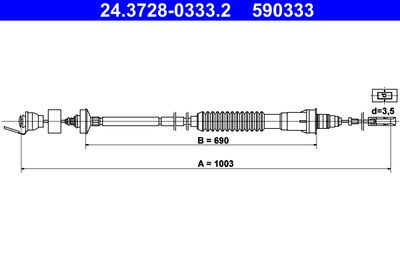 Трос, управление сцеплением ATE 24.3728-0333.2