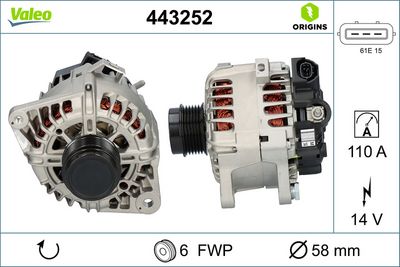 Генератор VALEO 443252