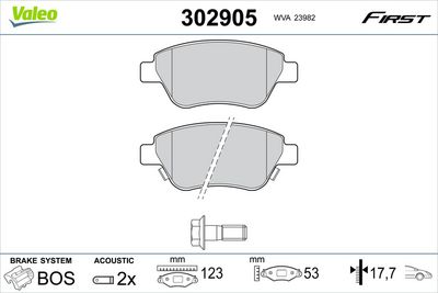 Bremžu uzliku kompl., Disku bremzes VALEO 302905
